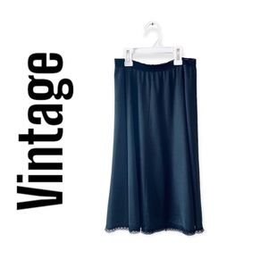 Vintage Kayser Black Knee Length Lace Slip Skirt Women's Size Small